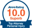 Avvo Rating 10.0 Superb -  Top Attorney Personal Injury - Badge